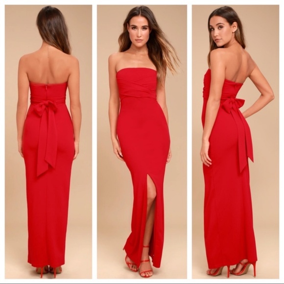Lulus Dresses & Skirts - Lulu's OWN THE NIGHT RED STRAPLESS MAXI DRESS